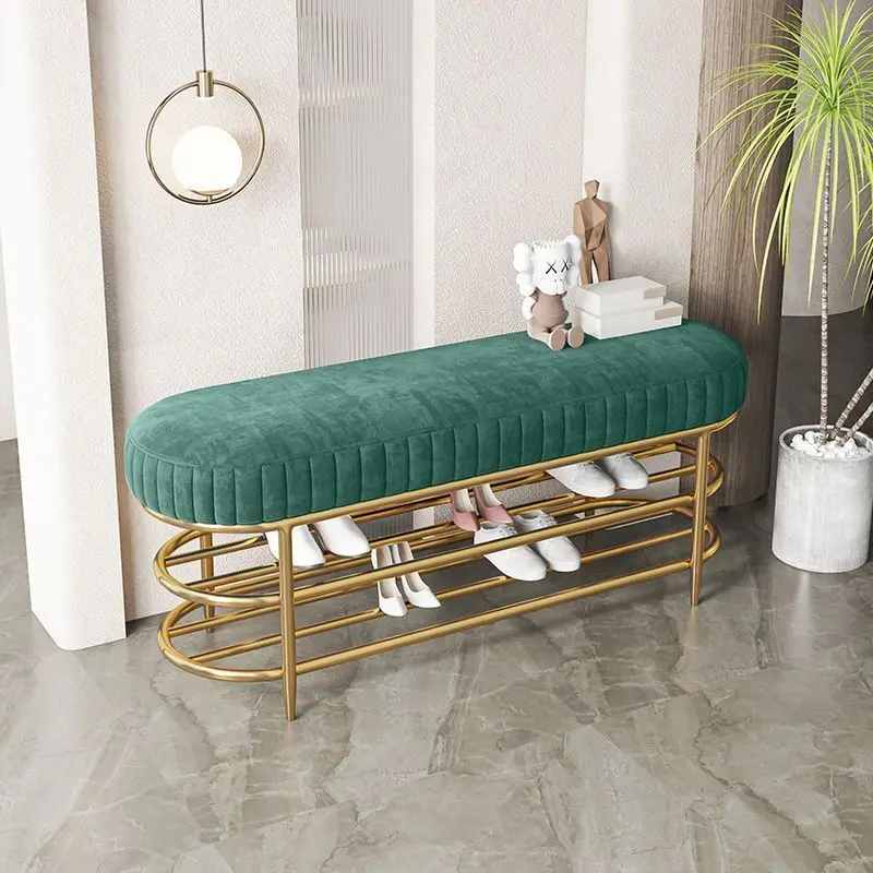 пуфик в прихожую Velvet Shoe Bench Shoe Rack Shoes Changing Shoes Stool Shoe Cabinets with Soft Cushion Household Doorway