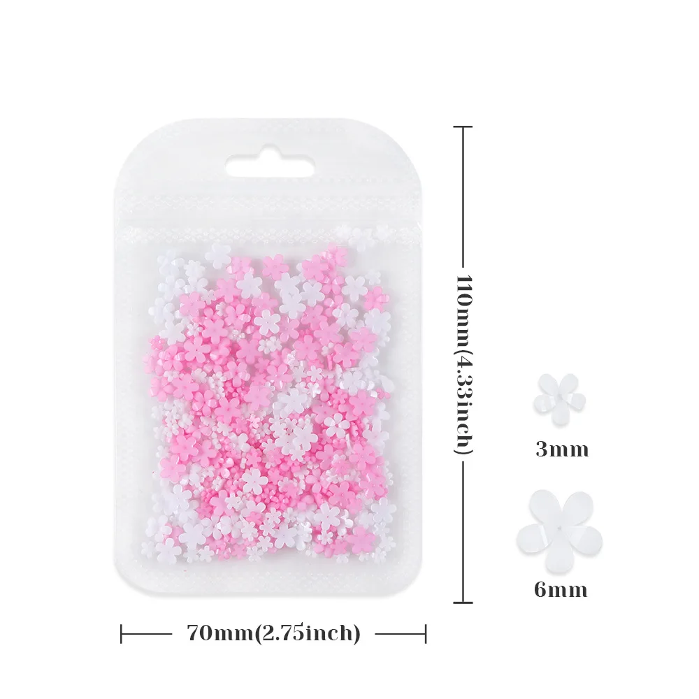 Pentapetal Flower Flower Nail Decorations DIY Nail Art Manicure Accessories Flower Nail Accessories Mixed Size Pink