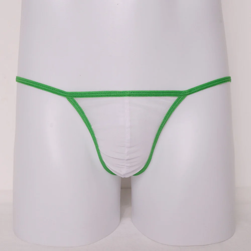 Tanga de malla Sexy para hombre, Tanga transparente de cintura baja, lencería de Bikini mejorada con espalda en T, calzoncillos laterales ajustados,