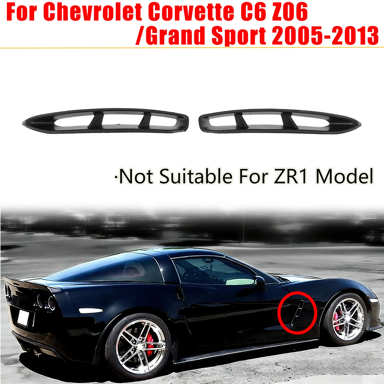 

For Chevrolet Corvette C6 Z06/ Grand Sport 2005-2013 Front Side Fender Vent Matte Black Carbon Fiber Painted Car Accessories