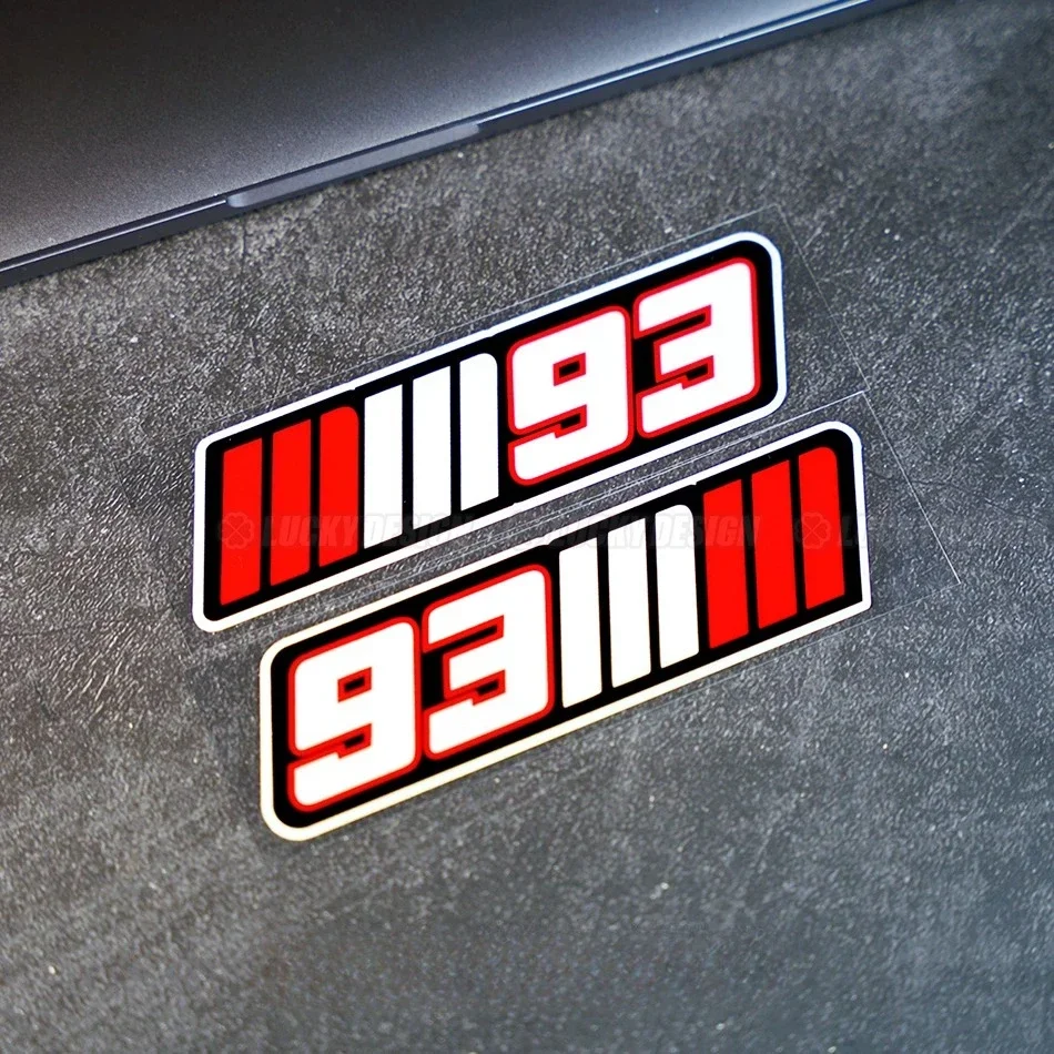 2D Flat Number 93 Vinyl Sticker , Waterproof UV Resistant, for Motorcycle Body Decor, Holiday Gift