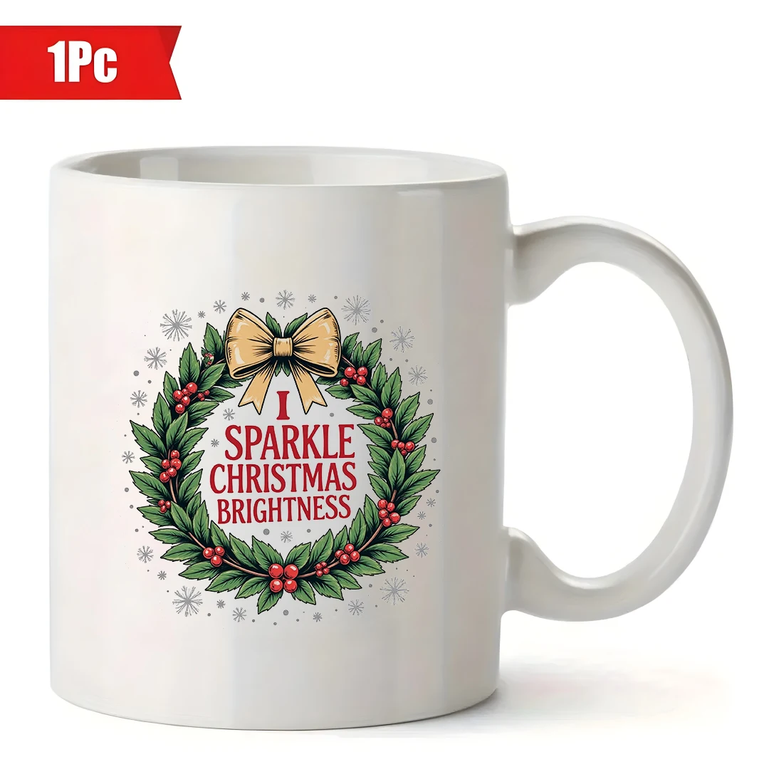 11オンス マグカップ + シャイニー クリスマス リボンリーフ カップ + キッズカップ + ファミリーオフィス コーヒーカップ + ホリデーギフトセット