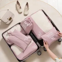6 Pcs Travel Organizer Storage Bags Suitcase Packing Set Storage Cases Portable Luggage Organizer Clothes Shoe Tidy Pouch