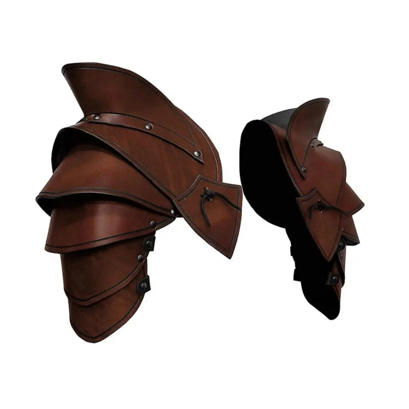 Leather Medieval Armor Costume Shoulder Guard Pauldron with Flared Shell Design for Historical Fair Theatrical Show and Viking