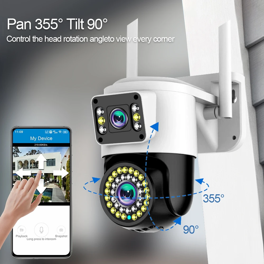 LLSEE, 4MP, CCTV WIFI camera yoosee, PZT outdoor wireless IP security camera, color night vision AI, motion tracking,ONVIF