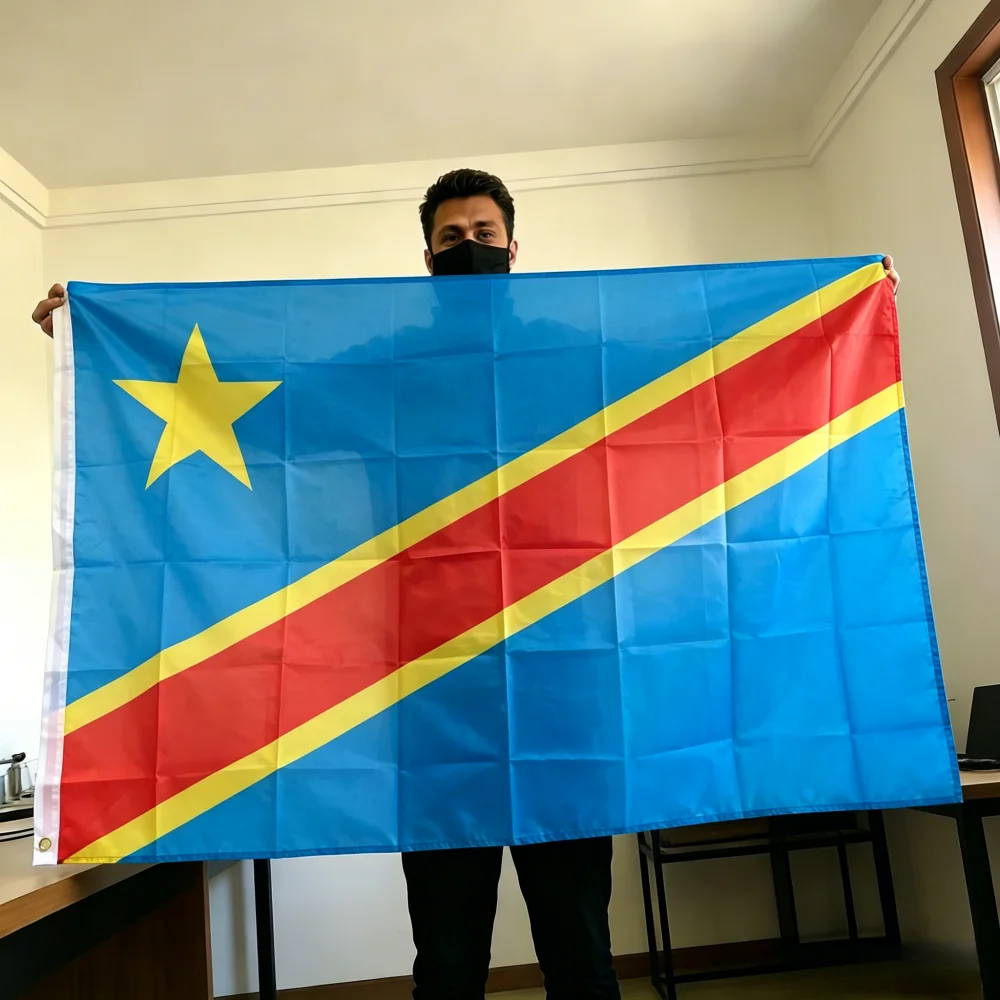 Bandera del Congo 90x150cm, Bandera de la República Democrática del Congo 3x5 pies, Bandera Nacional para Decoración del Hogar