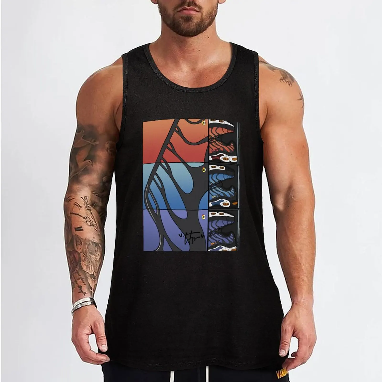 max plus tn print Tank Top summer clothes for men T-shirt Men's gym Men gym sportswear fitness