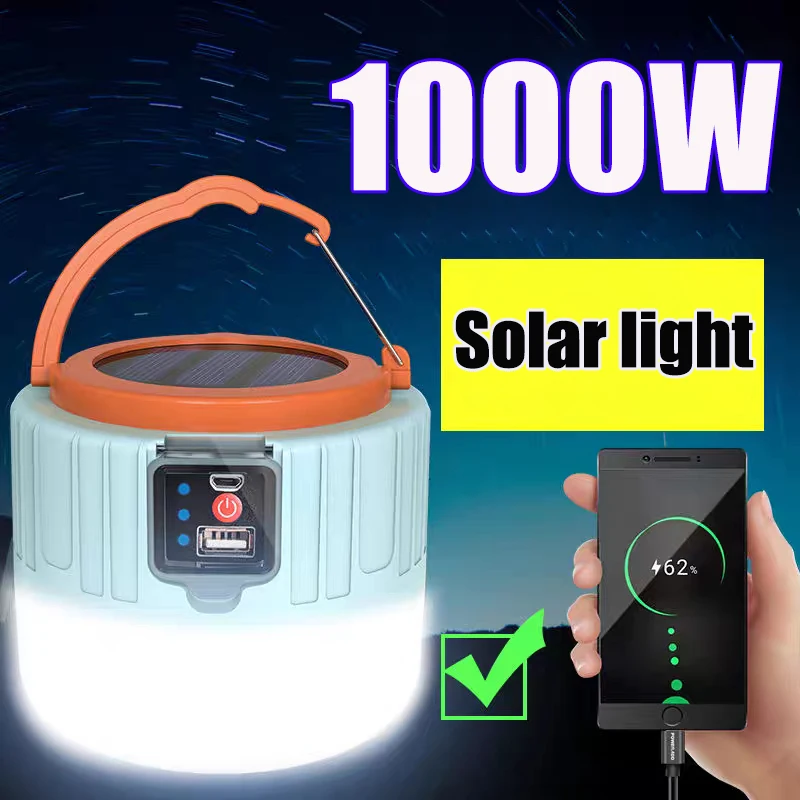 

Outdoor Solar LED Camping Lights USB Rechargeable Tent Portable Lanterns Emergency Lights For Fishing Barbecue Camping Lighting