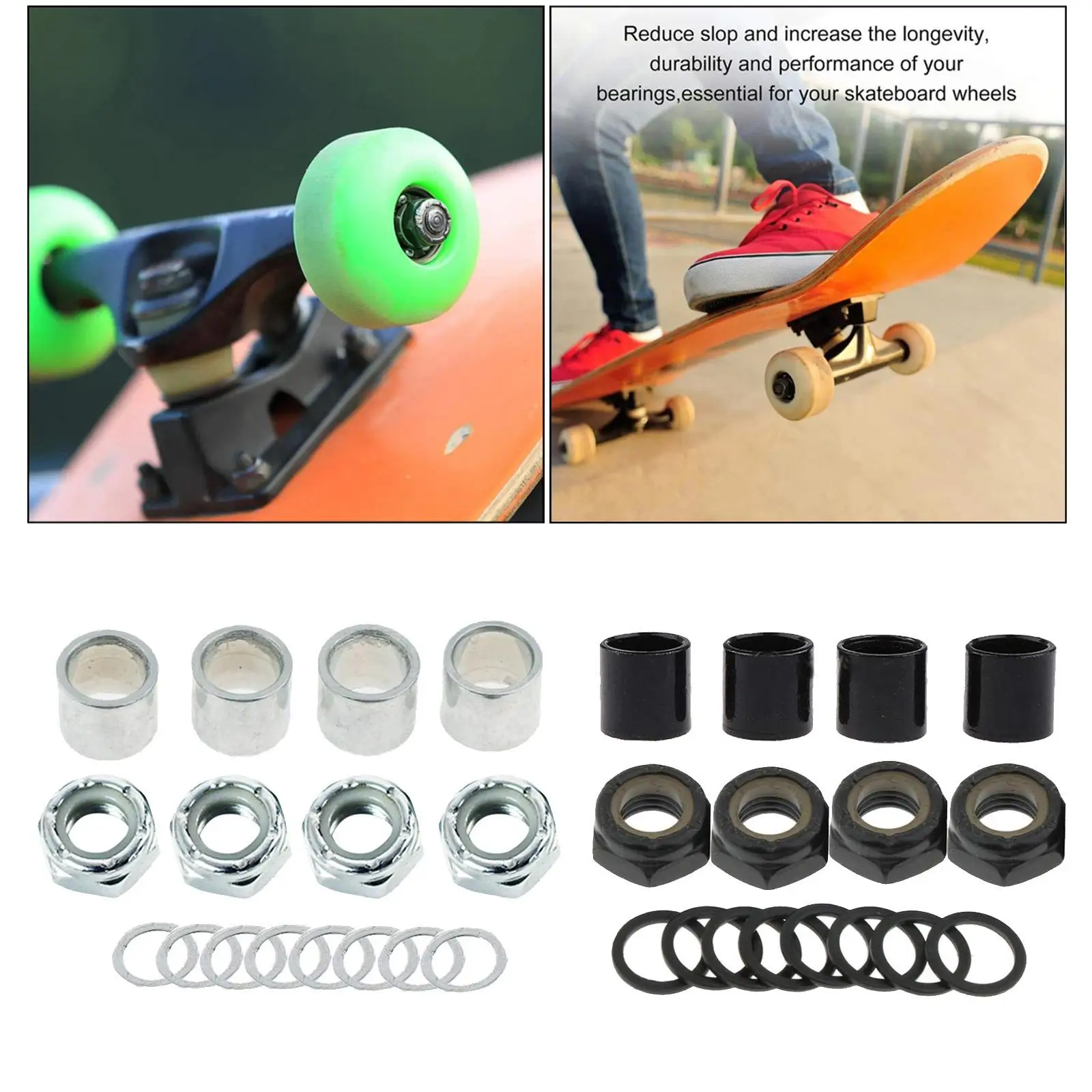 3-4Pack Skateboard LKW Achs scheiben Distanz stücke Muttern Longboard Umbau Hardware