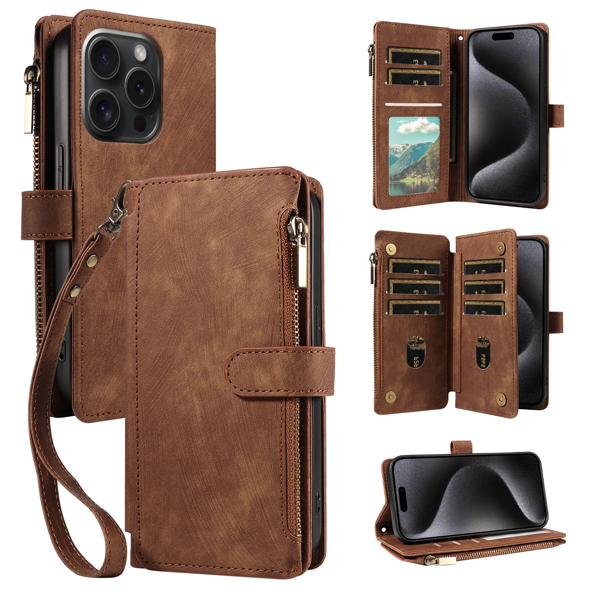 

Чехол-кошелек в стиле ретро из искусственной кожи для iPhone 12promax 12mini 11promax XR XSMAX 7plus 8PLUS, чехол для телефона с откидными слотами для карт