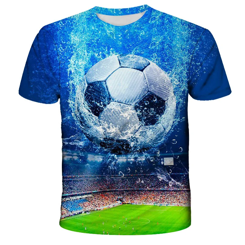 

Summer Boys Girls Fashion 3D T-Shirt Football Soccer Fire Funny Printed Tshirt Boys Girl Teen Kids Children Tops