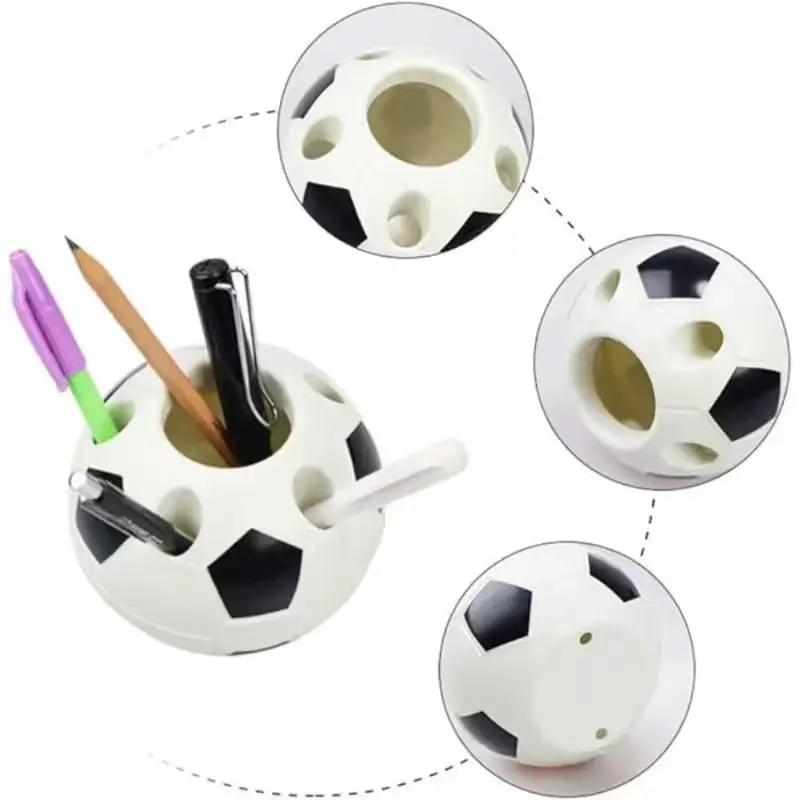 6-Pack Football-Themed Pen Holder and Toothbrush Holder - Hanging Cylindrical Desktop Organizer with Pen Slots and Toothbrush Slots, Lightweight and Durable, Suitable for Home, Office, Classroom, and Sports Decor - Ball-Shaped Design, Easy for Home Organization
