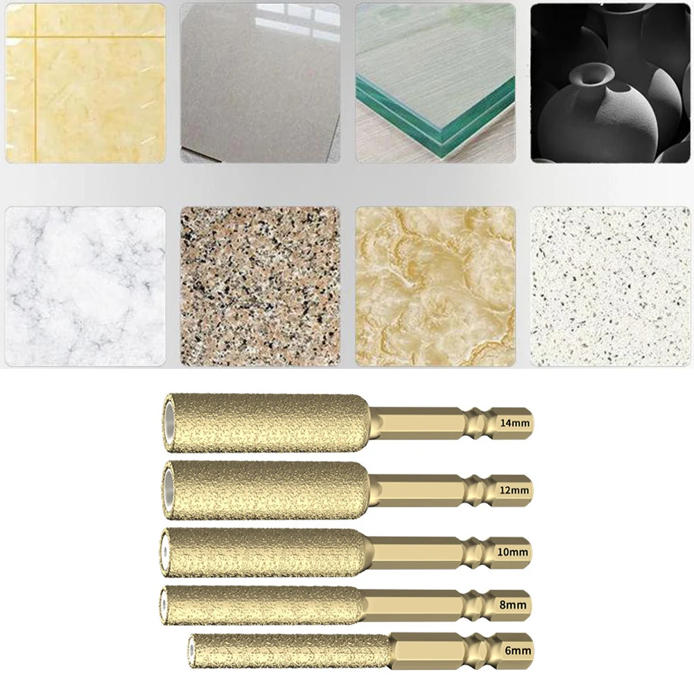 2/3/4/5 pçs broca de diamante haste hexagonal soldada broca de telha seca 6-14mm copo viu buraco abridor ferramentas elétricas acessórios
