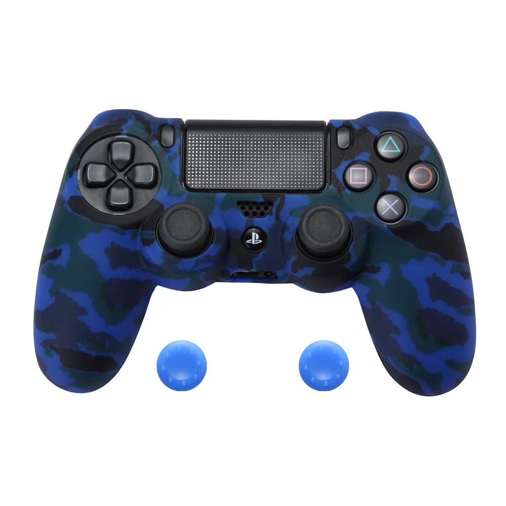 Camouflage Protective Case Controller Soft Silicone Shell Rubber Cover Thumb Grips Caps For Sony Playstation 4 PS4 Slim Pro