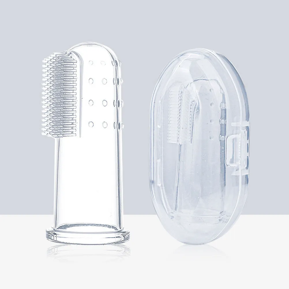 

9Pcs Kids Finger Toothbrush Pack Gentle Silicone Material for Baby Teeth Cleaning Easy Grip Handle Portable Storage Case