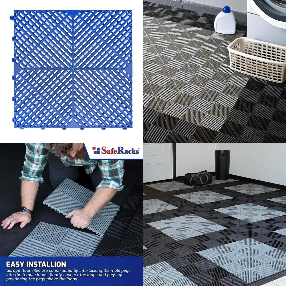 بلاط متشابك مضلع لأرضيات المرآب - بفتحات تهوية، ذاتية الصرف، غير قابلة للانزلاق، أرضيات من مادة البولي بروبيلين المعيارية، مثالية للمنزل #1