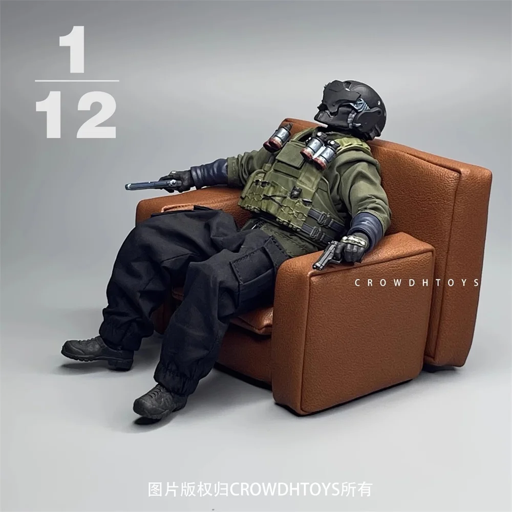 3ATOYS Skala 1/12 Modna Wielokolorowa Czerwono-Biało-Czarna Sofa Około 12x8,5x7,5 CM Bez Ciała Bez Lalki Zabawki Model Dla Figurki Akcji 6"