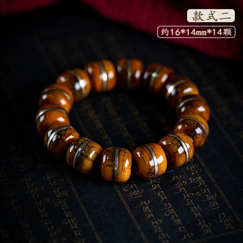 

Natural Tibetan Bone Bracelet Inlaid Copper Beads AntlersRing Accessories Men's and Women's Ethnic