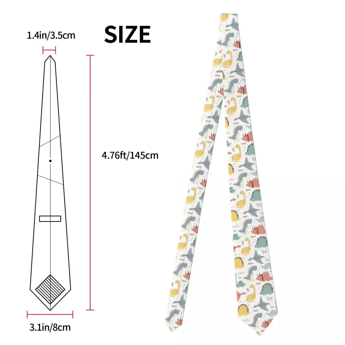 Classic Tie Men Neckties for Wedding Party Business Adult Neck  Casual Cute Dinosaurs Texture 