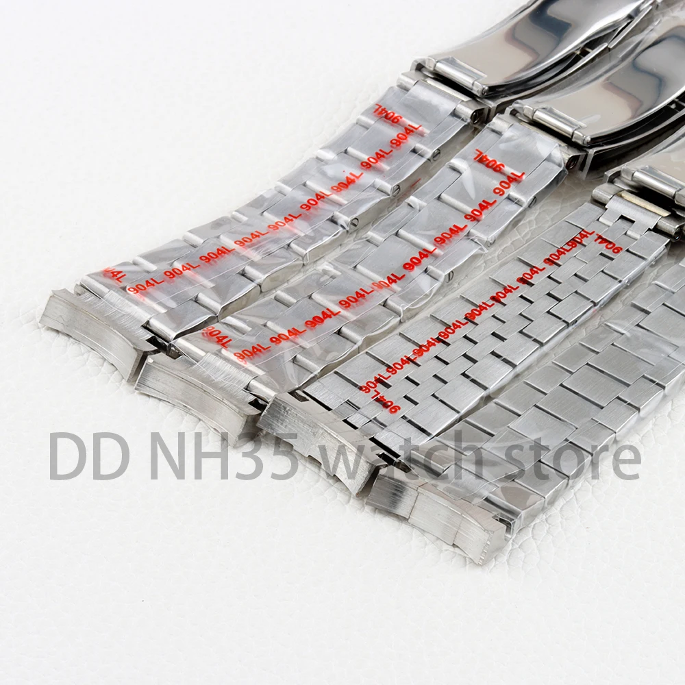 20mm Watch Band For Seiko NH35 Submariner Case Stainless Steel Watch Strap Glide Lock Buckle For Silver Oyster Jubilee Bracelet