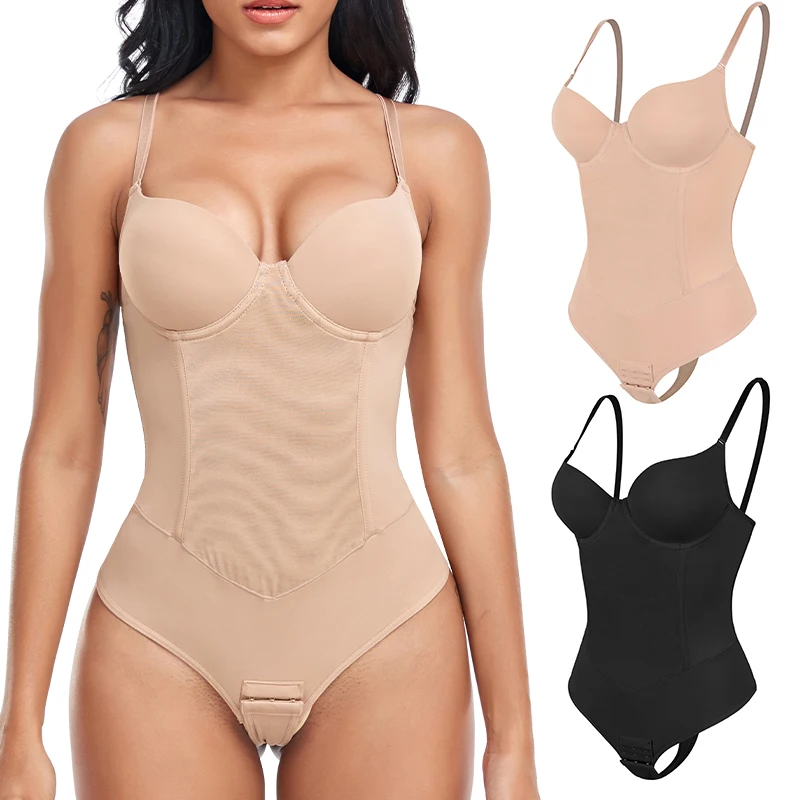 

Thongs Bodysuit Shapewear Women Full Body Shaper Waist Trainer Steel Bones Tummy Control Underwear Flat Belly Underbust Corset