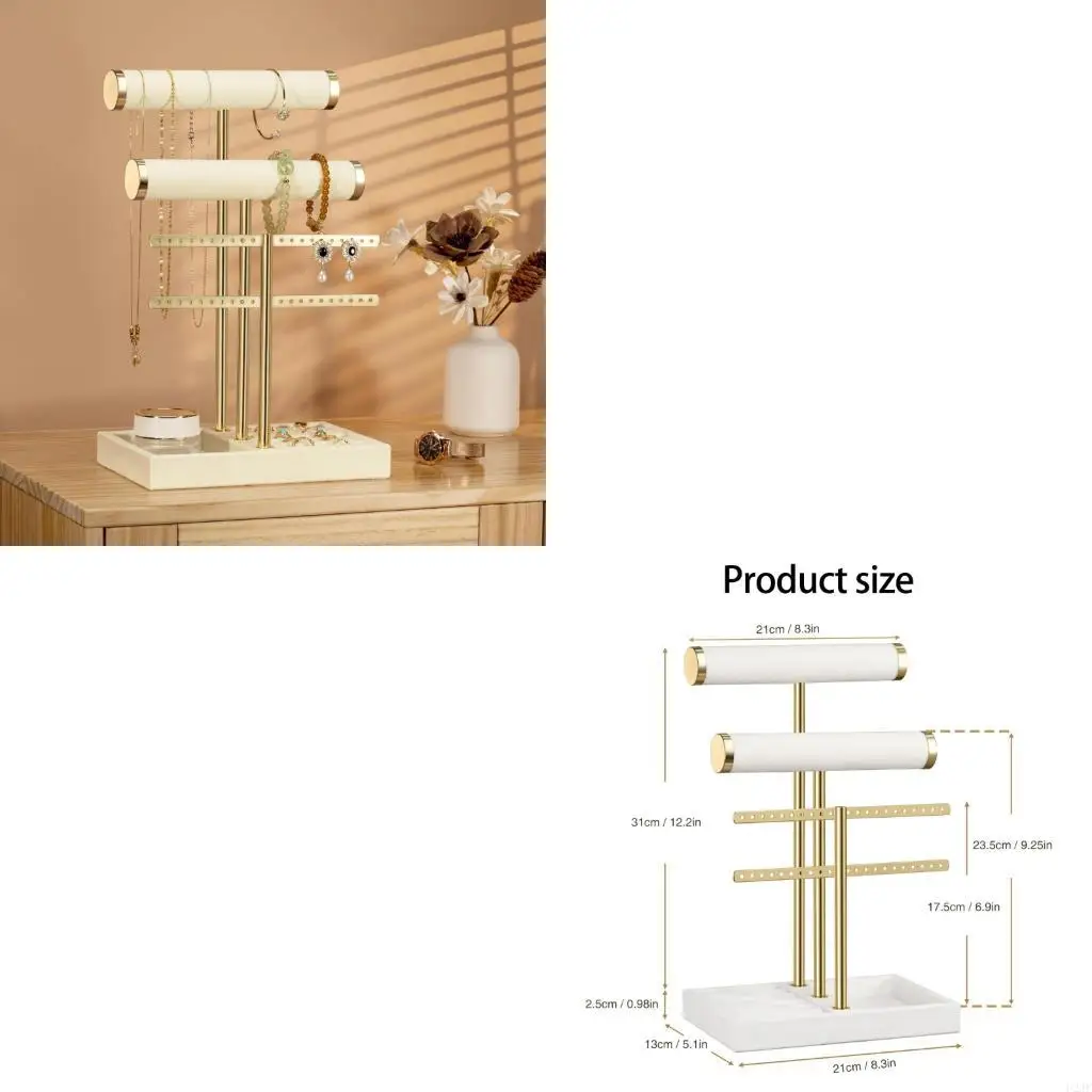 

Collapsible Jewelry Organizers Stand for Multiple Necklaces Bracelets Detachable T Bar Design Sturdy Metal Combo