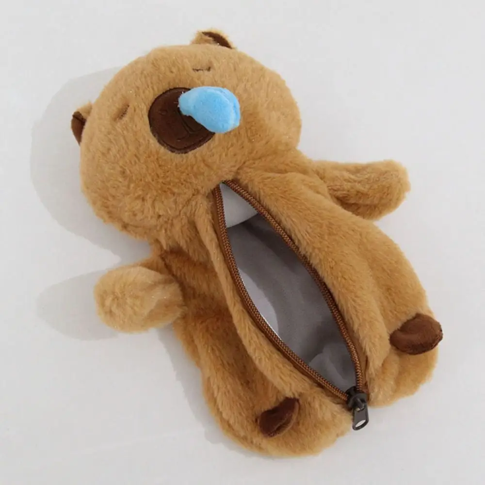Grande capacidade capivara caneta de pelúcia saco animal boneca zíper dos desenhos animados capivara boneca de pelúcia animal bonito capibara pelúcia lápis bolsa