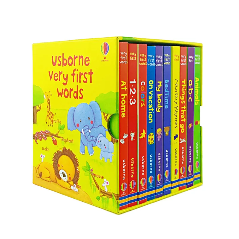 10Pcs/set English Books Usborne Very First Words Hardcover Board Book Children's Enlightenment Educational Toy Picture Textbook