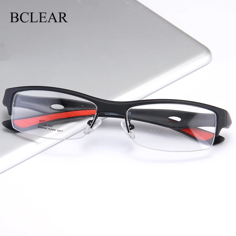 BCLEAR Fashion Spectacle Frame Colorful Men Eyeglass Distinctive Design Brand Comfortable TR90 Half Frame Square Sports Eyewear