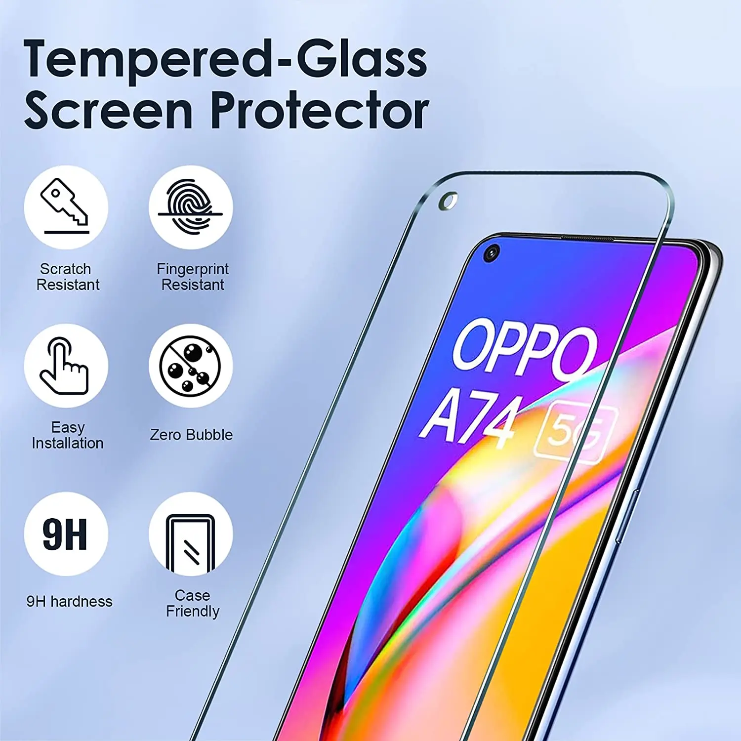 Película de vidrio templado 9H para OPPO A74 5G 2/4 piezas HD, Protector de pantalla de vidrio