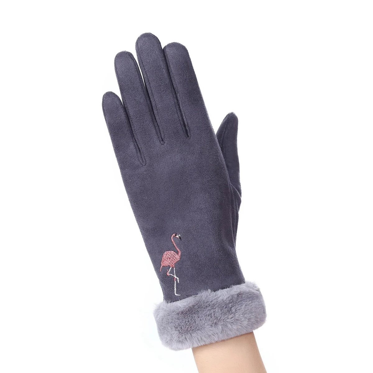 

Touch Screen Thermal Warm Winter Women Grey Riding Gloves Cold Weather Anti Slip Water Resistant Cycling Gloves