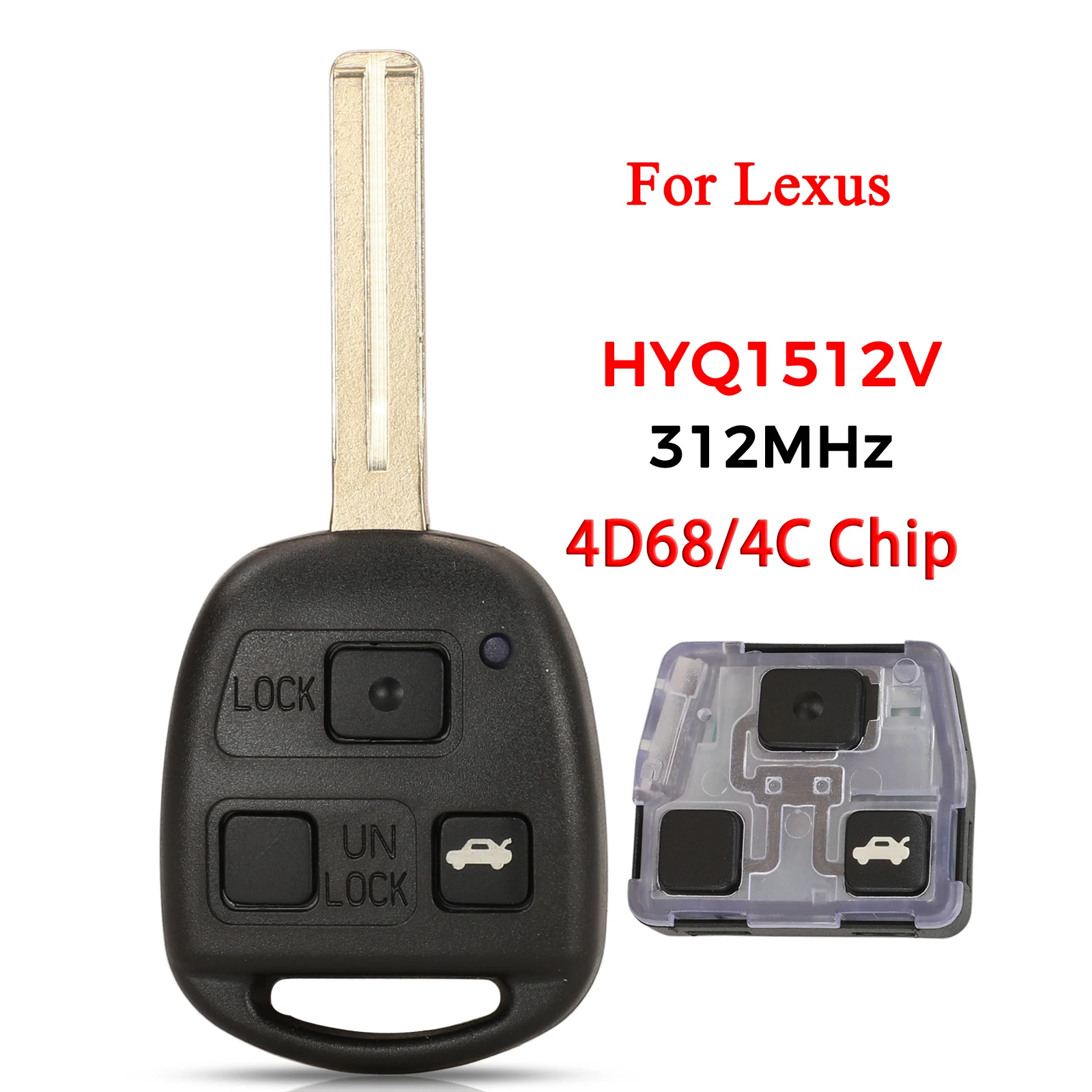 jingyuqin HYQ1512V For Lexus SC430 LS430 ES430 2001-2007 Car 312MHz Remote Control Key 4D68/4C Chip Toy48 Blade 89070-50660