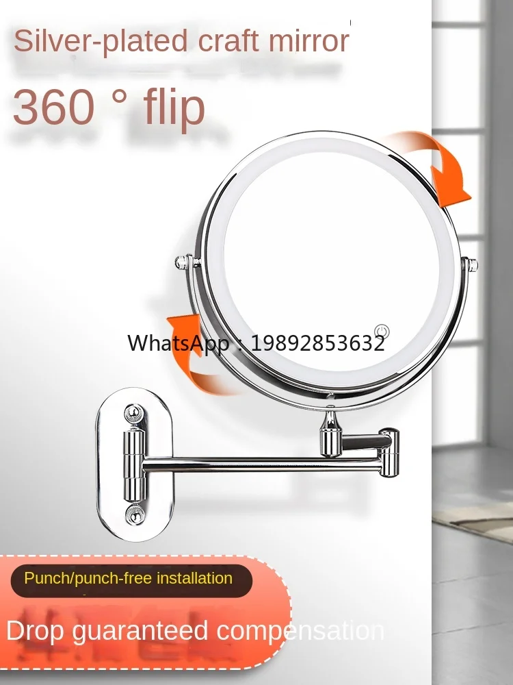 

AA с подсветкой Туалетное зеркало Зеркало для ванной комнаты Светодиодное настенное складное зеркало без перфорации