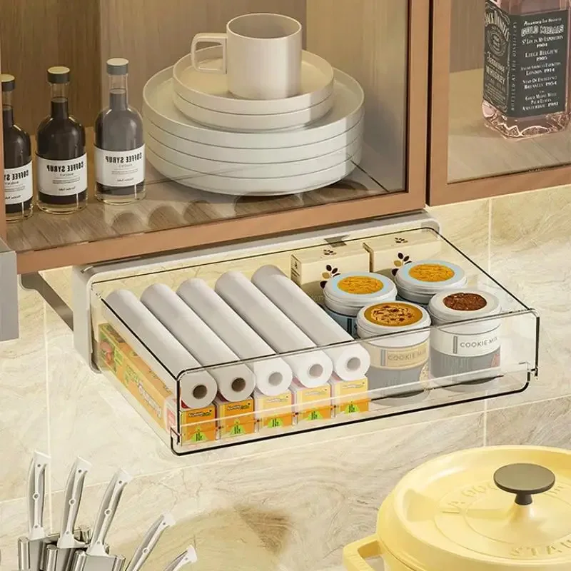 Drawer Storage Box Under Table Hidden Self-Adhesive Drawer Type Storage Cabinet Office Desk Cosmetics Stationery Storage Rack