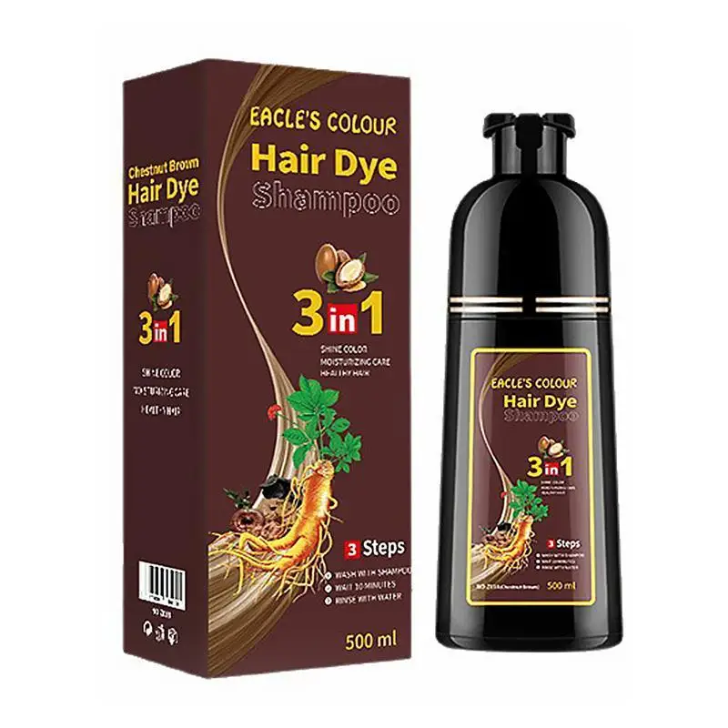 3-in-1 Schnellfärbeshampoo, sofort färbendes Shampoo, deckt graue und weiße Haare ab, natürliche Pflanzenextrakte, schnell färbend, langanhaltendes Färbeshampoo