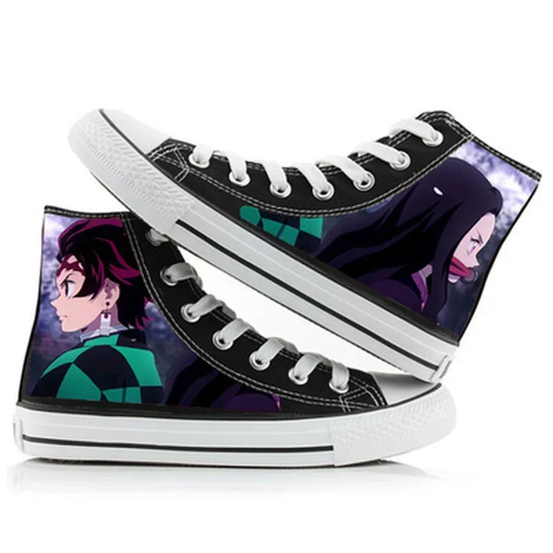 Anime Casual Canvas Shoes para Estudantes, Alta Ajuda Cosplay, Desenhos Animados, Kimetsu No Yaiba, Kamado Tanjirou, Nezuko, Cosplay