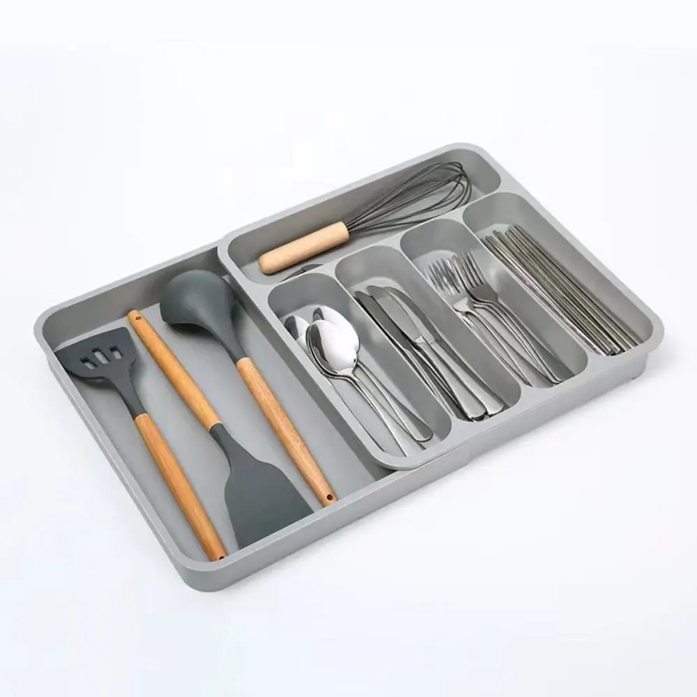 6 Compartment Plastic Cutlery Holder Save Space Spoons Forks Storage Trays Multifunction Utensils Storage Supplies
