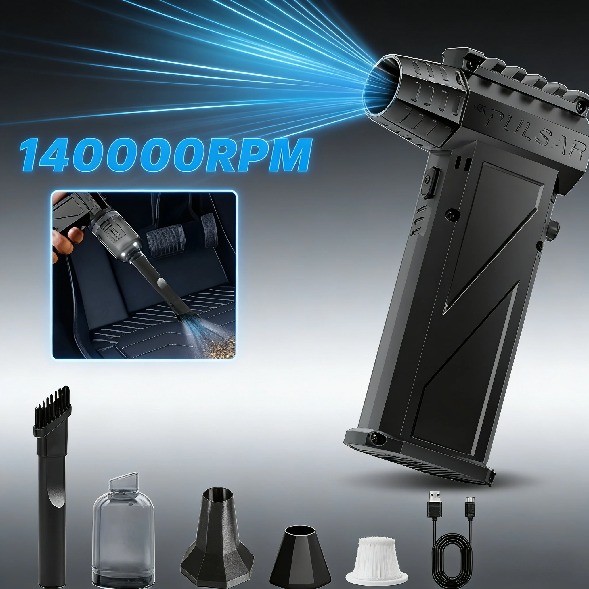 

⚡ Турбовентилятор X3Pro 140000 об/мин | Портативный воздуходув-пылесос для очистки ПК от пыли, перезаряжаемый через Type-C