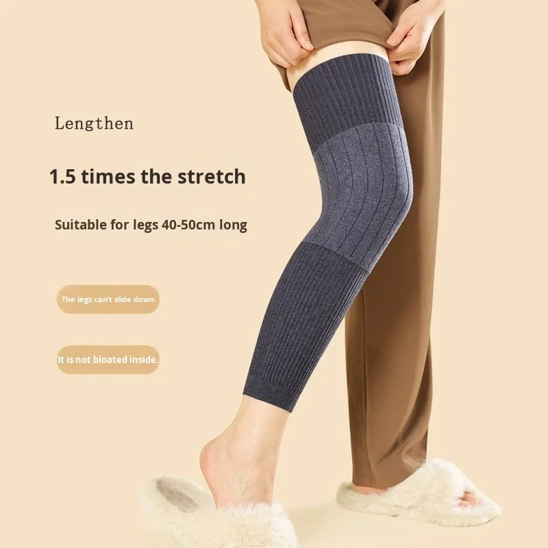 New Plus Velvet Winter Knee Pads Universal Windproof Coldproof Warm Knee Sleeve Thickened Elastic Leg Sleeves Unisex