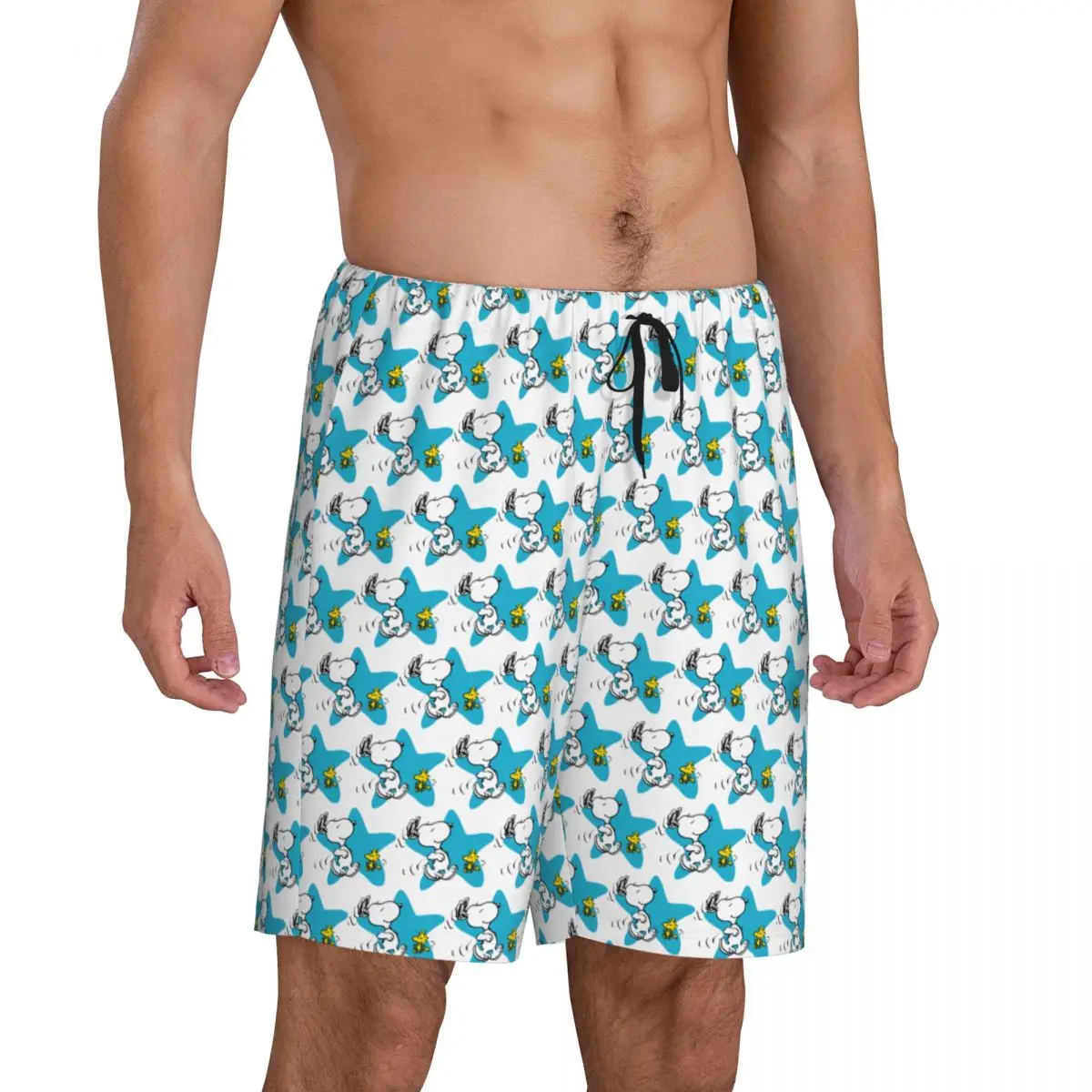 Custom Print Manga Snoopy Woodstock Cartoon Hund Pyjama Shorts Herren Nachtwäsche Hose Schlaf Short Pjs mit Taschen