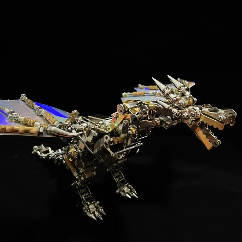 600PCS+ Mechanical Western Dragon 3D Puzzles for Kids Adults With Wing DIY Metal Assembly Flying Dragon Model Kits Men Gift