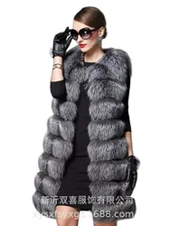 Sleeveless Jacket for Women, Fox Fur Vest, Short, Artificial, Oversized, Warm, Female Coat, Winter