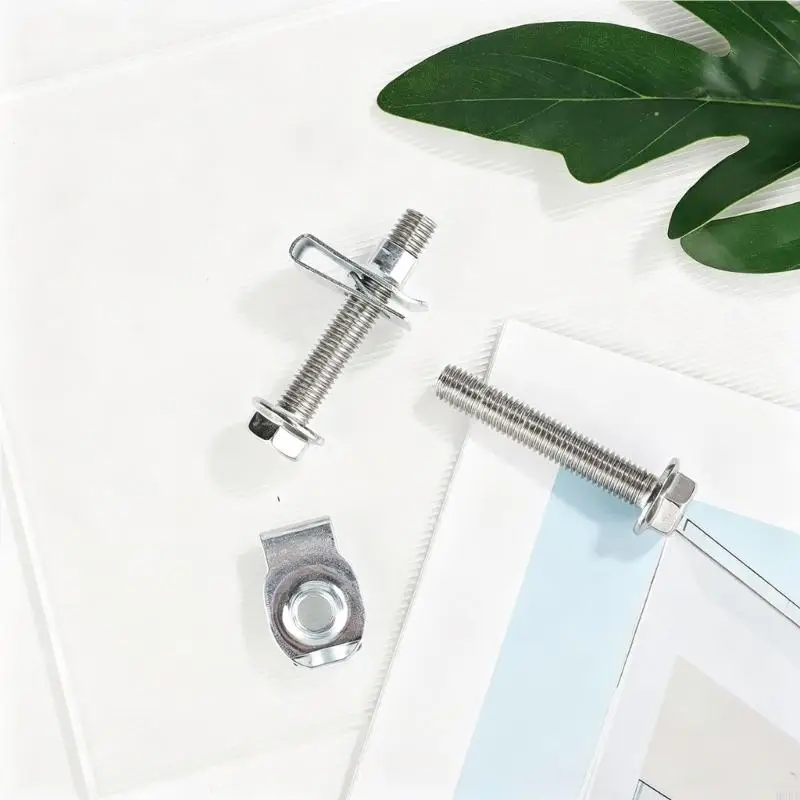 Flange Head Bolts, 304 Stainless Steel Set of 4 Threaded Fasteners with Retaining Plates for Mounting Point H9EE