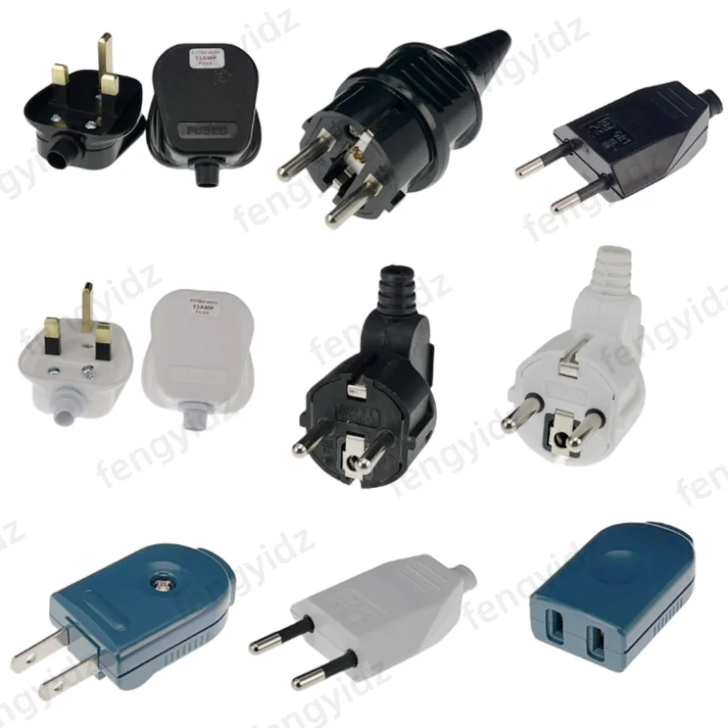 EU/US/AU/UK Plug Adapter 2.5A/16A Male Replacement Outlets Rewireable Schuko Electeical Connector For Power Extension Cable