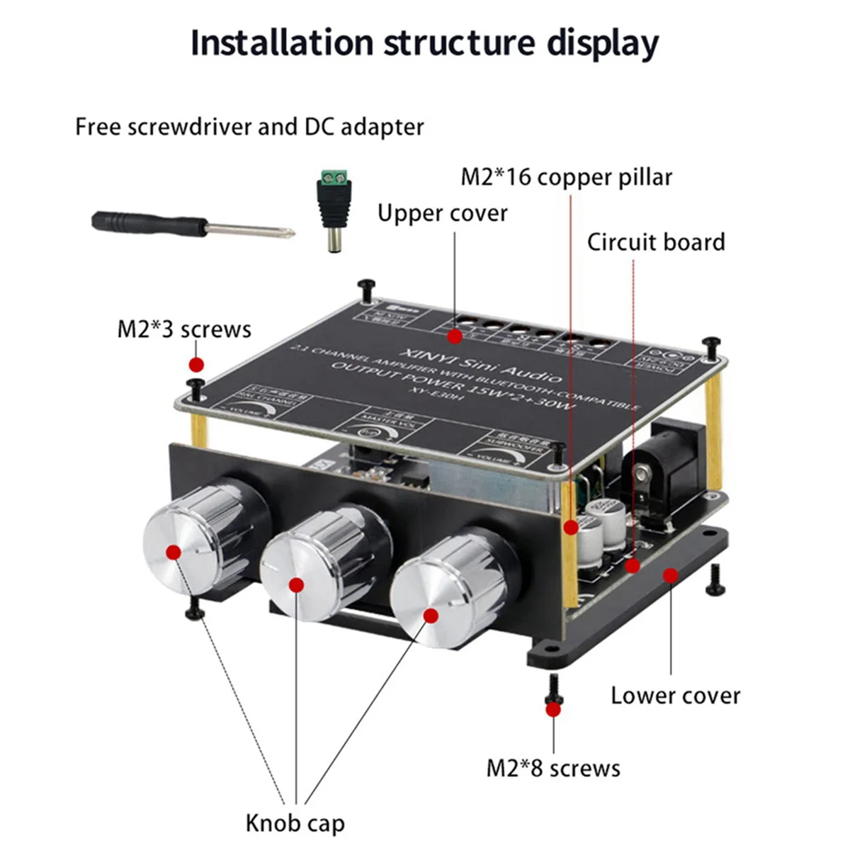 2X XY-E30H 2.1ช่องบลูทูธเสียงโมดูลบอร์ดเครื่องขยายเสียงโมดูลเสียงสูงและต่ำซับวูฟเฟอร์เบส