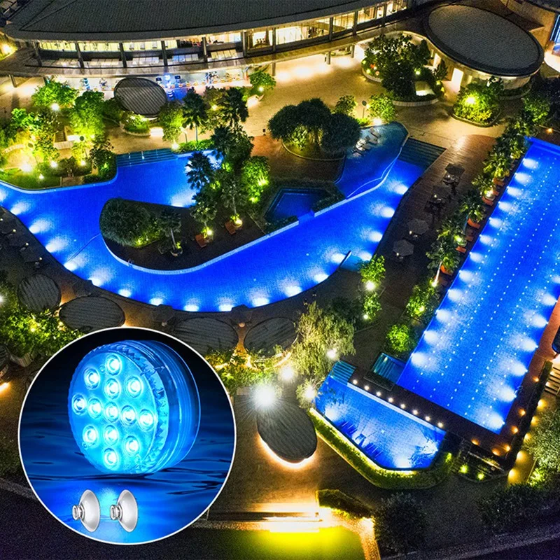 자석 및 흡입 컵이 있는 RGB 수중 조명, 수영장 조명, 수중 LED 조명, 연못용 야간 조명, 13 LED