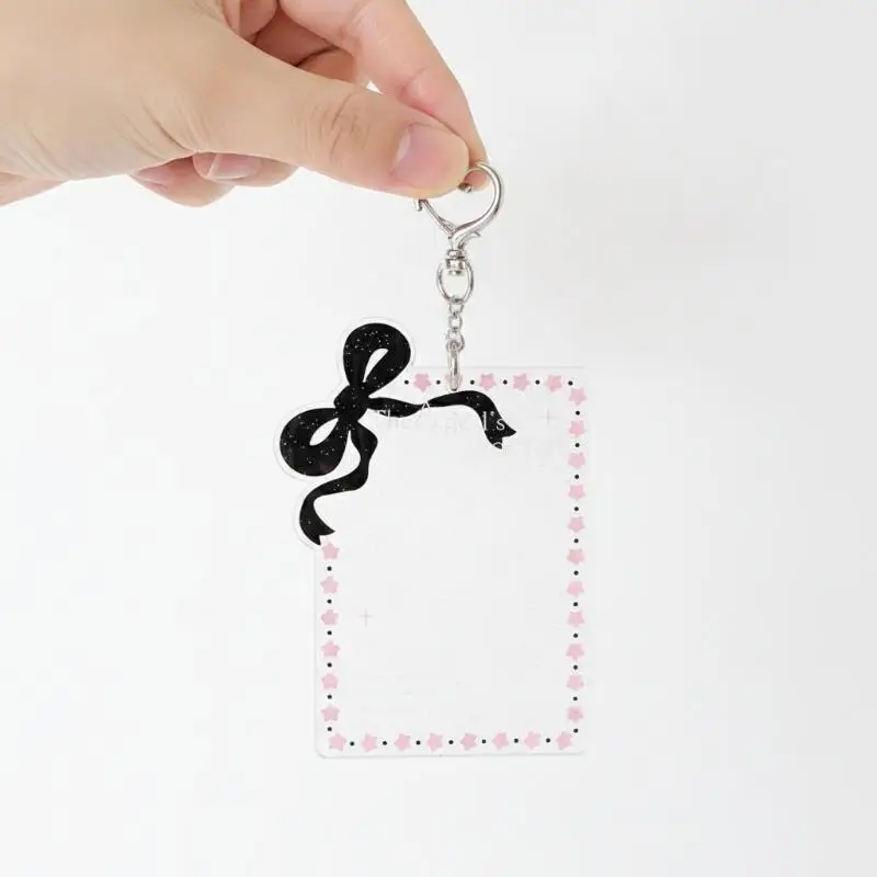 Glitter Clear Photocard Holder Acrylic Adorable Bow Heart Keychain 1Pcs Waterproof for Outdoor Kpop Activity Use view 6