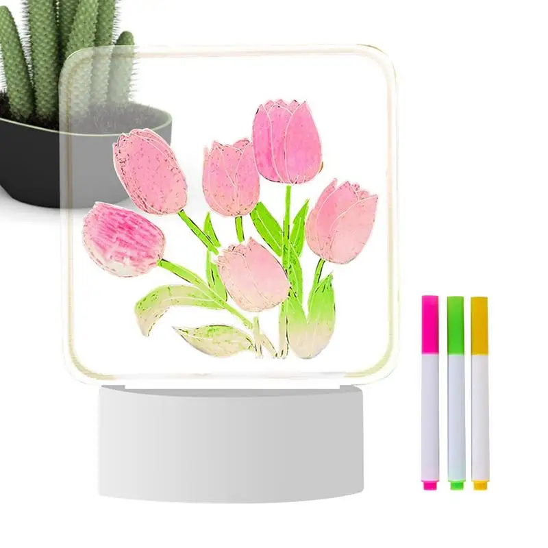 DIY Flower Tulip Lamp Simulation Flower Bedroom Sleeping Table Lamp Handmade Craft Tulips Mirror Night Light home appliance