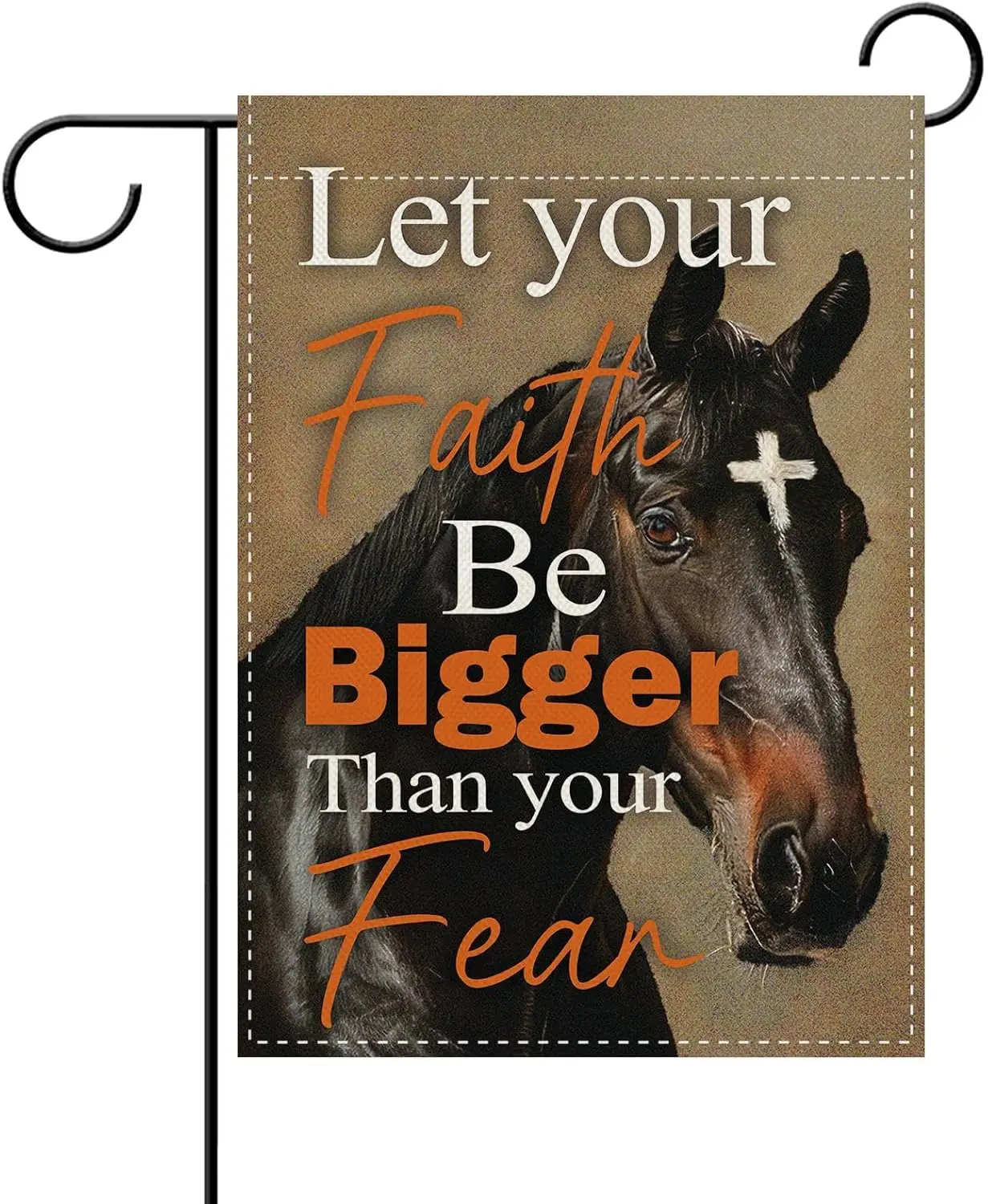 Dyrenson Inspirational Horse Decorative Garden Flag, Motivational Let Your Faith Bigger Than Your Fear Yard Outside Home Dec ZZM