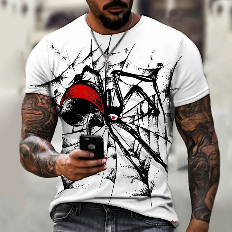 Spider Pattern Fashion T-Shirt For Men\'s 6XL Plus Size 3D Animal Printed Streetwear T Shirt Short Sleeve Hip Hop Summer Tops Tee